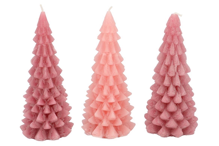 Candle Frosty X-mas Tree Sweets Pink Mix 9x20cm As