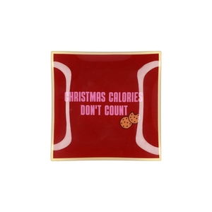 Plate Square Christmas Calories 18x18x2cm