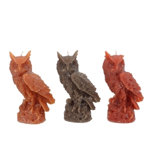 Candle Frosty Sitting Owl Scottish Brown Mix 7x17cm