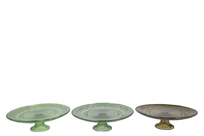 <h4>Dayah Summer Green Mix Glass Plate On Foot 25x9cm Ass P/1</h4>