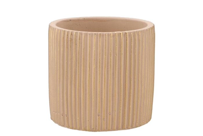 Stripes Sand Gold Cylinder Pot 13x13cm Nm