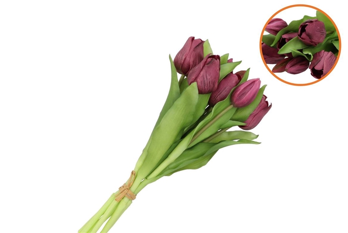 <h4>Silk Tulip Bouquet 7x Purple 17x30cm</h4>