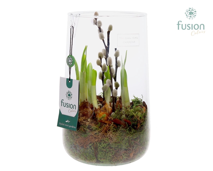 <h4>Green Bottle Deline Large met Narcissus</h4>