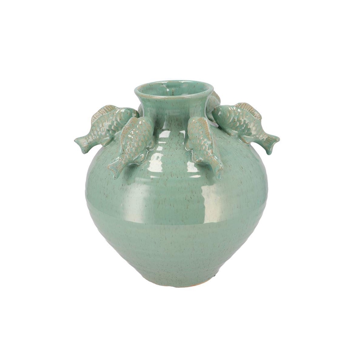 <h4>Pearl Sea Green Vase Fish 25x25x27cm Nm</h4>