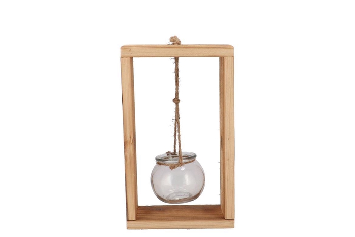Polly Wood Rack 1 Glass Hanging 15x8x25cm