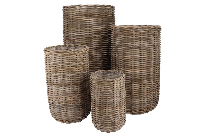 <h4>Rattan Ivy Cauldron High Natural Set 4 25x43/35x60/44x75/55x</h4>