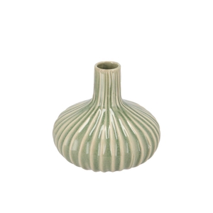 Gia Green Stripe Vase Neck 16x16x13cm Nm