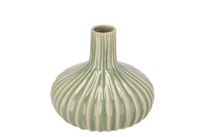 <h4>Gia Green Stripe Vase Neck 16x16x13cm</h4>
