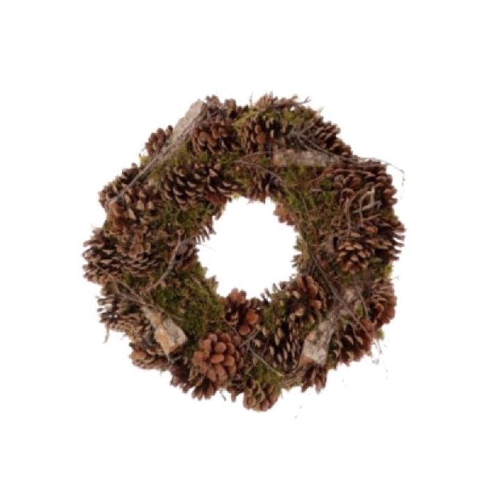 Wreath d30cm Pinecone wood