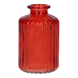 DF02-666111100 - Bottle Caro lines d3.5/6.2xh10 cherry red transparent