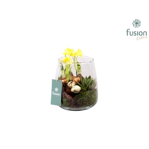 Pasen glazen windlicht Julia met bollen Arrangement D15.5 H17