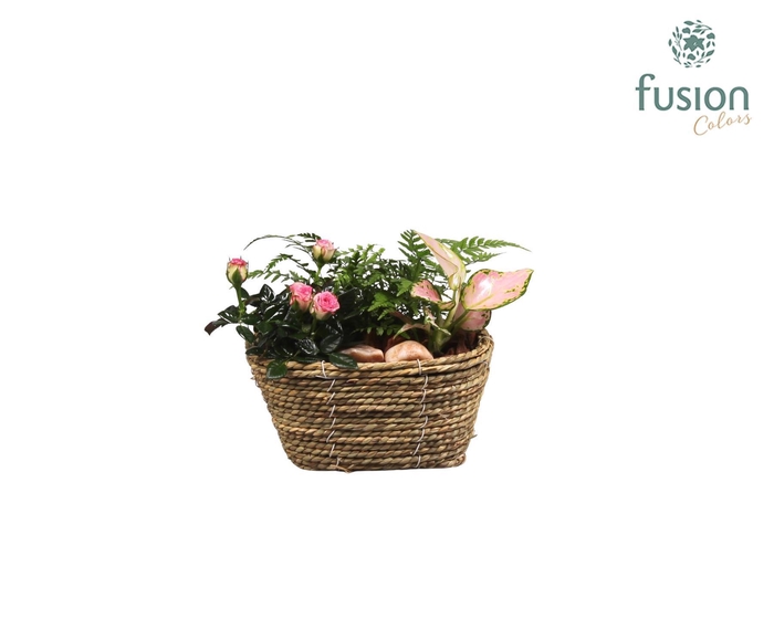 <h4>Mand zeegras ovaal met arrangement</h4>