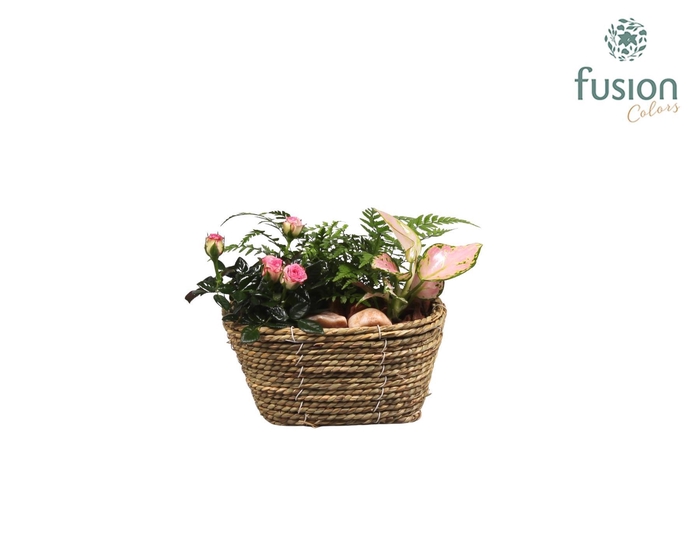 <h4>Mand zeegras ovaal met arrangement</h4>