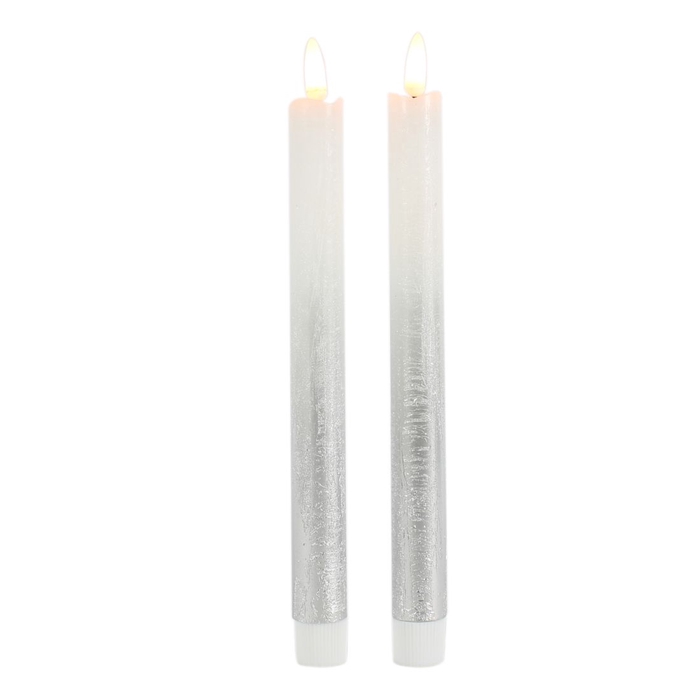 <h4>DF12-BD-10145 - Dinner candle 25,5cm fading silver s/2</h4>