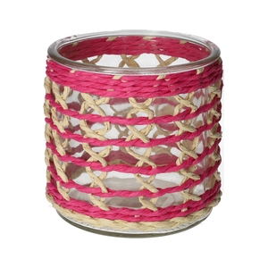 DF01-740485500 - Candle holder Vina d12xh11.8 fuchsia/natural