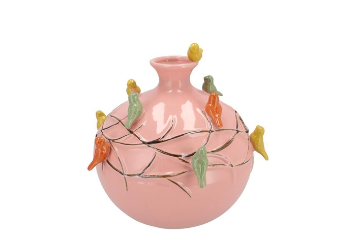 <h4>Bird Vase Globe Pink 18x18x18cm</h4>