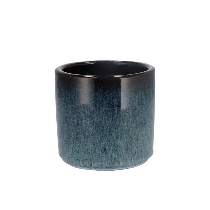 <h4>Javea Cilinder Pot Glazed Blue 13x12cm</h4>
