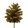 Pine cone 5-7cm on stem Gold + Glitter