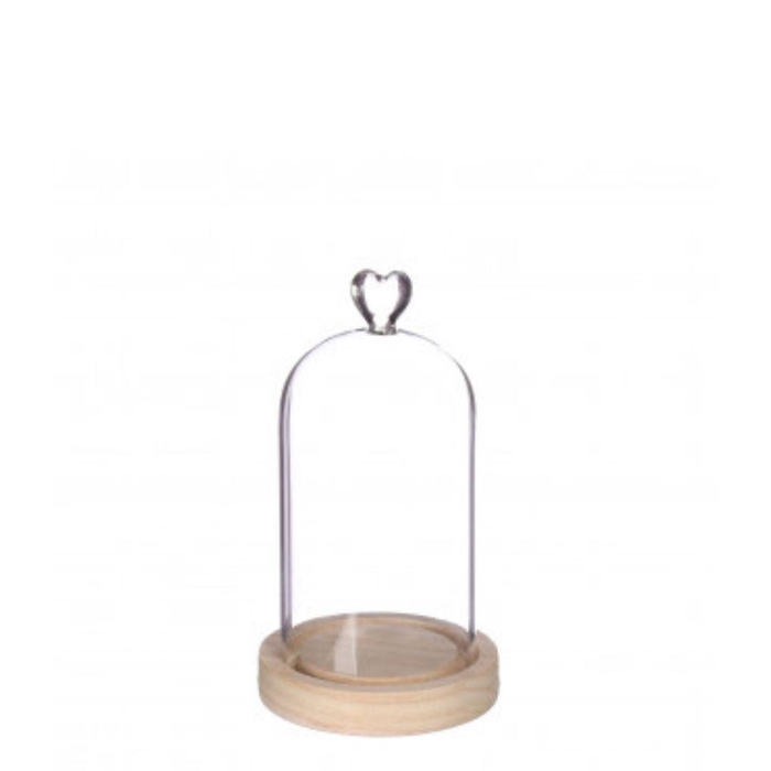 <h4>Moederdag Glas stolp hart+hout d10*18cm</h4>