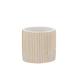 Stripes White Gold Cylinder Pot 9x8cm Nm