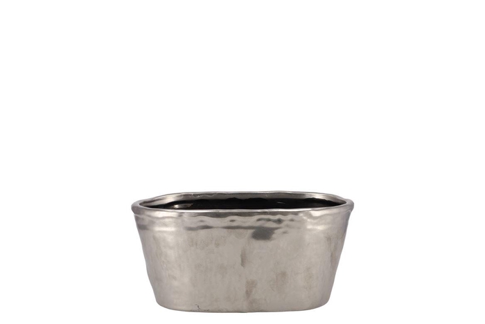 Iron Stone Silver Glazed Oval Pot 23x9x10cm