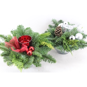 arr5 Kerst PL - Glas schaal 20cm - zilver rood