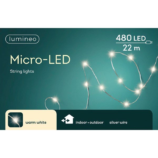 MICRO LED VERLICHTING BUITEN SILVER WIRE - 480LAMPS WARMWHITE 2195CM