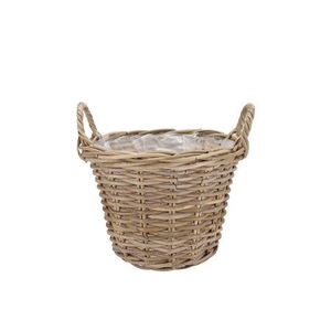 Rattan Kuboo Planter With Handle Round 25x19cm