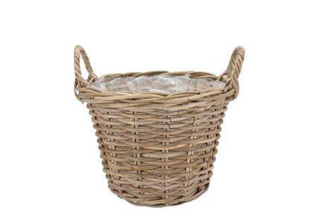 <h4>Rattan Kuboo Planter With Handle Round 25x19cm</h4>