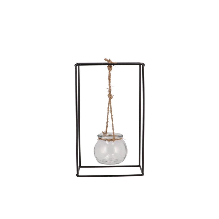 <h4>Polly Black Metal Rack 1 Glass Hanging 15x8x25cm</h4>