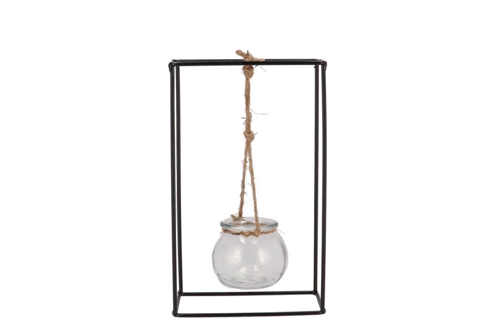 Polly Black Metal Rack 1 Glass Hanging 15x8x25cm