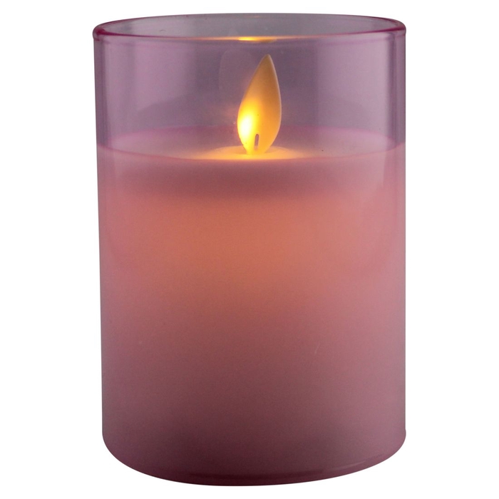 <h4>DF12-MB-11295 - Led candle wax glass 10cm pink</h4>