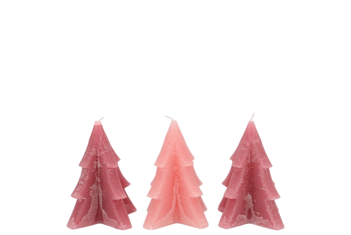 Frosty Sweets Pink Mix Pine Tree Candle 6x8cm Ass