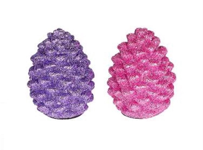 Deco Pinecone 2 Ass. Purple L7w7h10