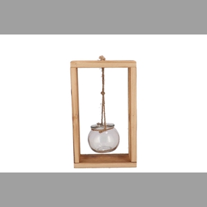 Polly Wood Rack 1 Glass Hanging 15x8x25cm