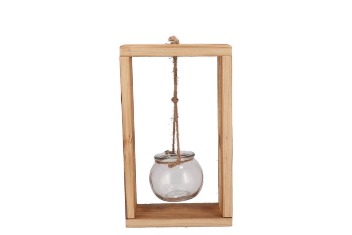 Polly Wood Rack 1 Glass Hanging 15x8x25cm