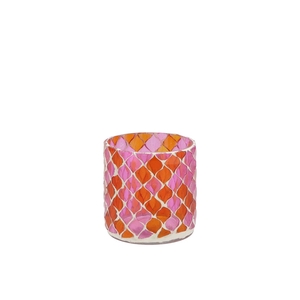 Glowing Mosaic Fuchsia/orange T-lights 8x8cm