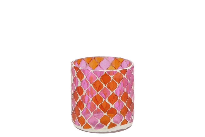 <h4>Glowing Mosaic Fuchsia/orange T-lights 8x8cm</h4>