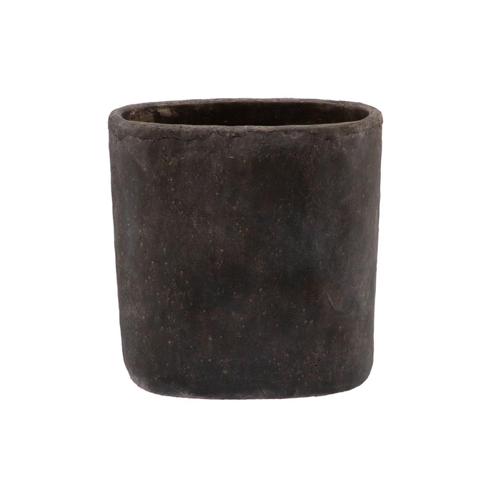 <h4>Iron Stone Grey Oval Pot 28x16x29cm</h4>