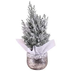 Christmas Arr.Conifer Ceramic Ornament Silver ø12cm 1PP