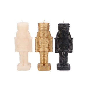 Candle Frosty Nutcracker Black Mix 7x7x20cm