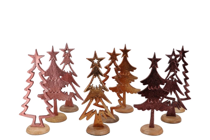 <h4>Cosmo Copper Mix Xmas Trees On Foot Ass 10x7x24cm</h4>