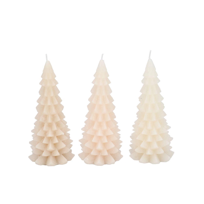<h4>Candle Frosty X-mas Tree Cozy Sand Mix 8x16cm Ass</h4>