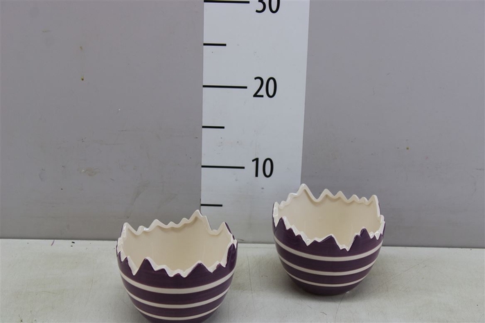 Keramiek Pot Stripe Purple D12.5h9.5