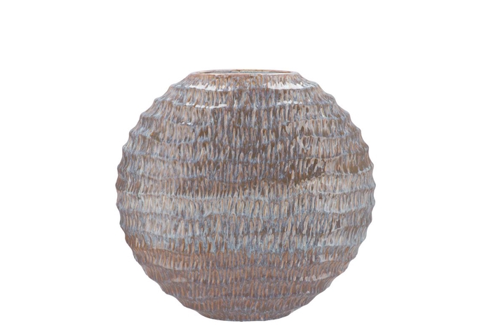 <h4>Inga Jada Grey Oval Vase Active Glaze Wave 23x10x22cm</h4>