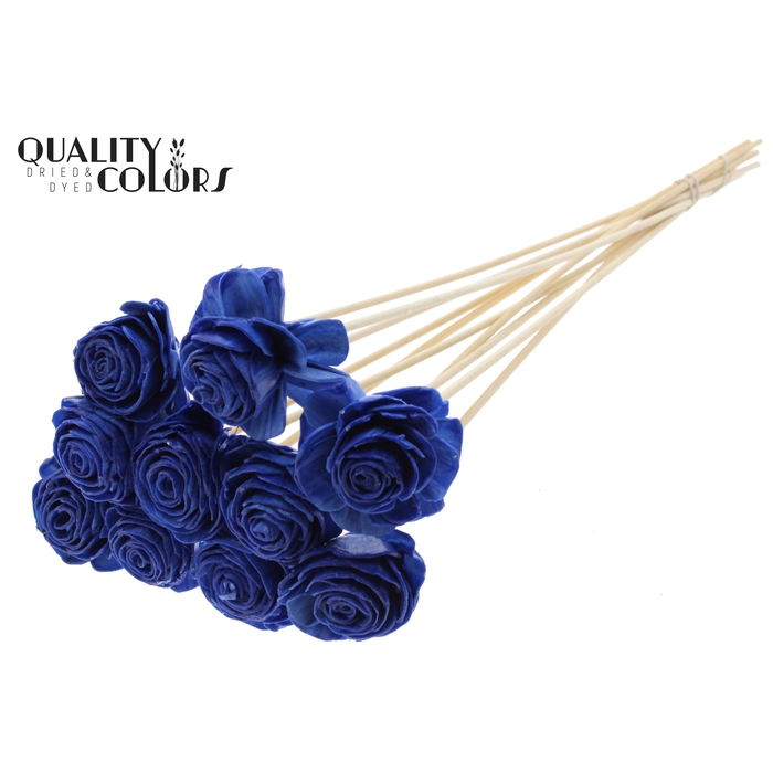 <h4>Shola Beauty Rose 6cm on stem Wax Blue</h4>