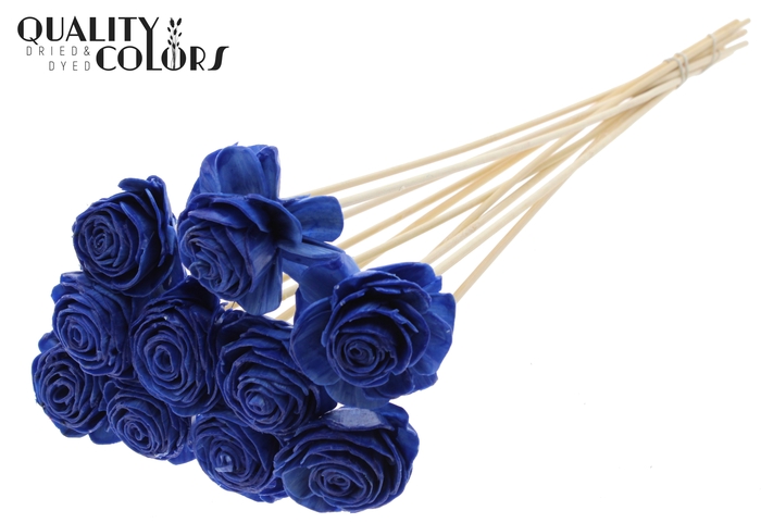 <h4>Shola Beauty Rose 6cm on stem Wax Blue</h4>