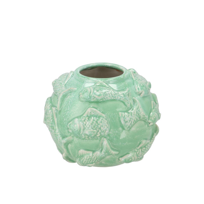 <h4>Shella Green Vase Fish 18x18x14cm</h4>