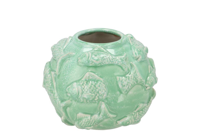 <h4>Shella Green Vase Fish 18x18x14cm</h4>