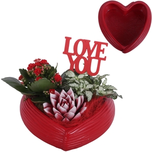 Valentine Arr. Indoor Ceramic Heartshape Bowl Red Ø22cm 3PP